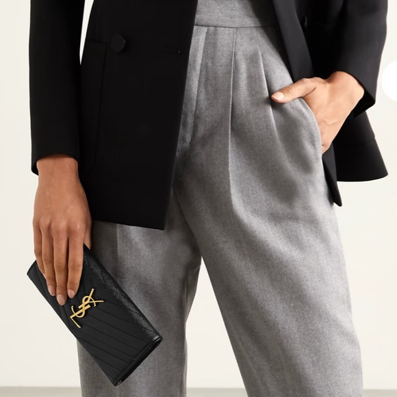 Saint Laurent Black Quilted Wallet with Gold Accents - Picture 2 of 9